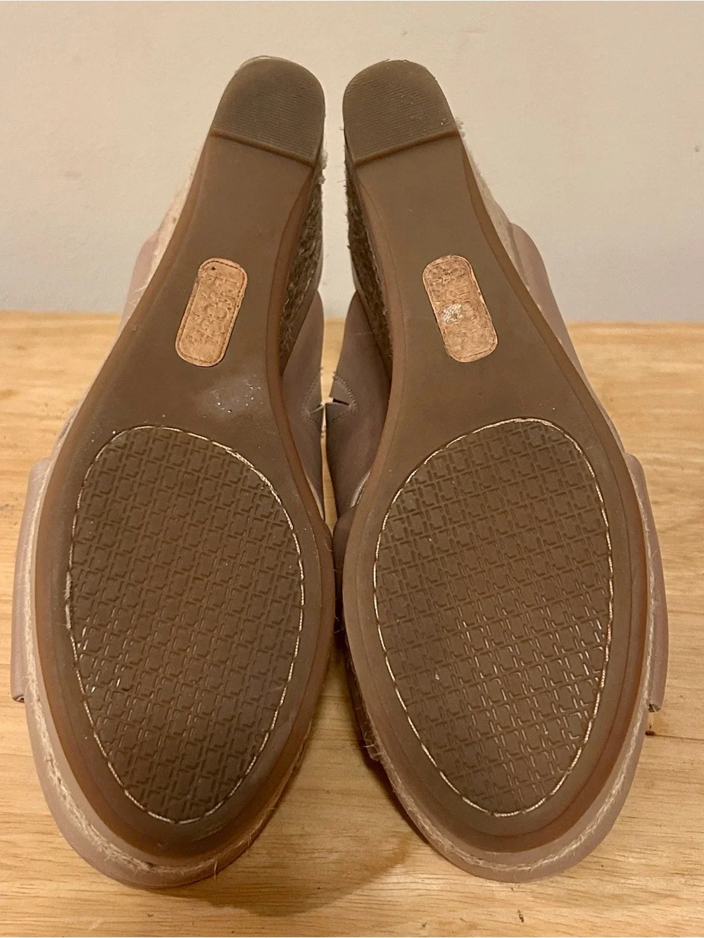 Lucca Lane Debbi Natural leather platform wedge sandals taupe women’s size 8